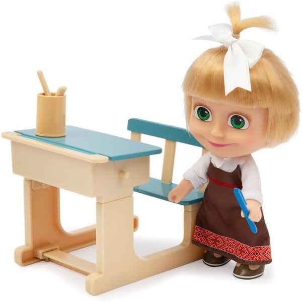 Mascha und der Bär Klassenspielset mit 12 cm großer Puppe und interaktivem Zauberbrett