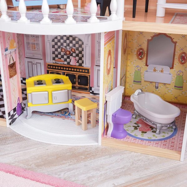 Casa delle Bambole Magnolia in Legno 3 Piani con Arredi e Accessori per Bambini 3+