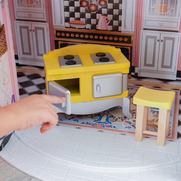 Casa delle Bambole Magnolia in Legno 3 Piani con Arredi e Accessori per Bambini 3+