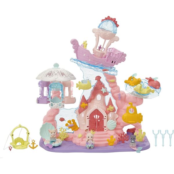 Sylvanian Families Meerjungfrauenschloss mit 3 Figuren und 30 Accessoires für Kinder ab 3 Jahren