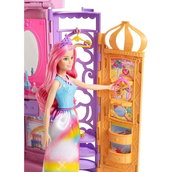 Barbie Castello Arcobaleno con 15 Accessori e Cane Honey Incluso - Valigetta Giocattolo