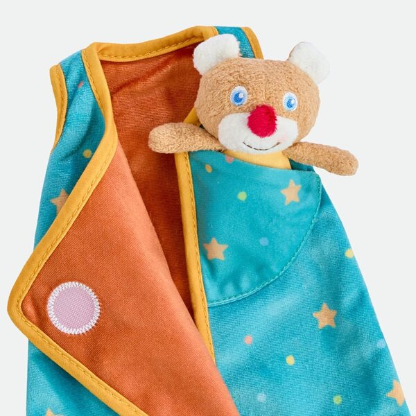 Schlafsack-Set für Puppe mit Mini-Plüschbär – waschbar bei 30 °C, für Kinder ab 18 Monaten