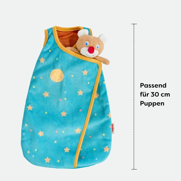 Schlafsack-Set für Puppe mit Mini-Plüschbär – waschbar bei 30 °C, für Kinder ab 18 Monaten