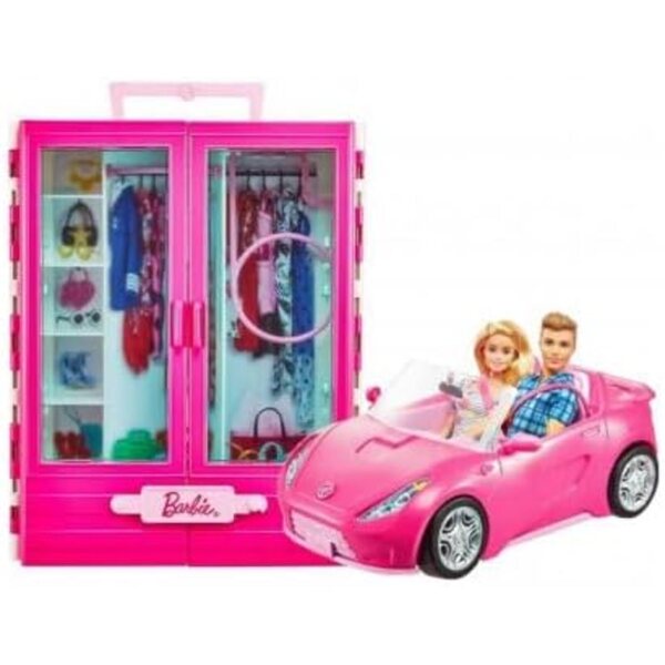 4-in-1-Cabriolet + Ankleide + Puppen + Ken-Boxset mit Modeaccessoires für Kinder ab 3 Jahren