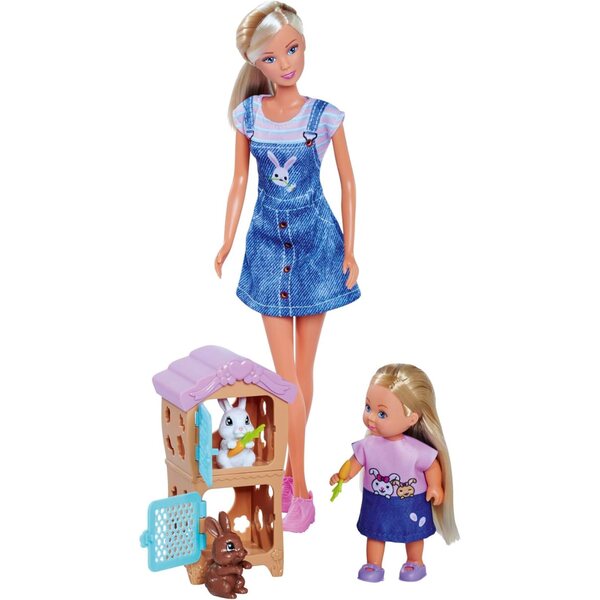 Simba Steffi Love mit Evi Love, 2 Lapini und Zubehör, für Kinder ab 3 Jahren