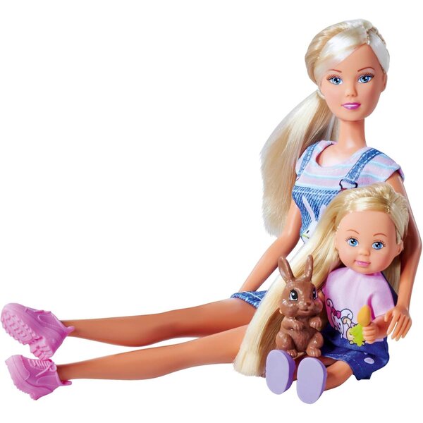 Simba Steffi Love mit Evi Love, 2 Lapini und Zubehör, für Kinder ab 3 Jahren