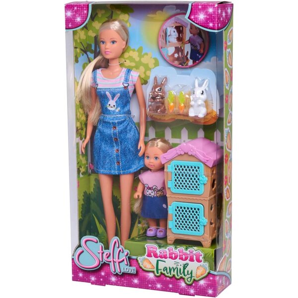 Simba Steffi Love mit Evi Love, 2 Lapini und Zubehör, für Kinder ab 3 Jahren