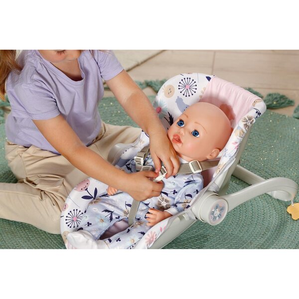 BABY born Autositz für Puppen 36–43 cm mit verstellbarem Griff und 3-Punkt-Gurt