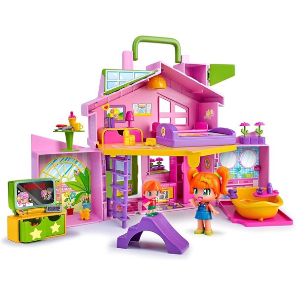 Berühmter Pinypon Maison-Koffer Rose: Falthaus mit Möbeln und Zubehör für Kinder +4
