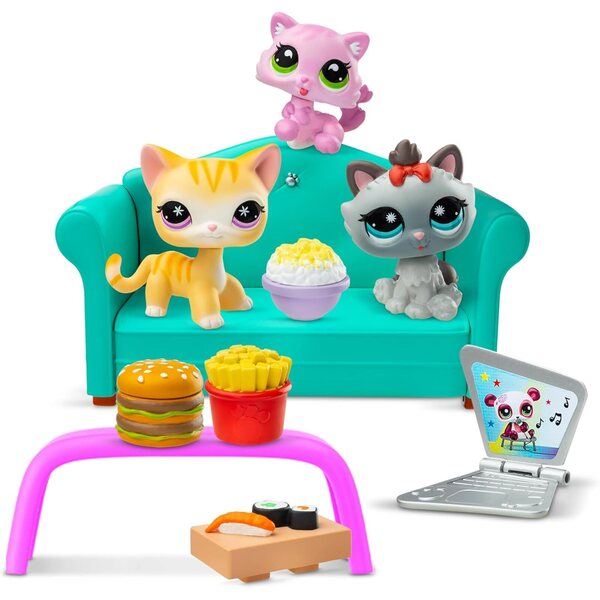 Littlest Pet Shop Diner Dash Play Pack: 3 Welpen mit 7 Zubehörteilen und Sammelkarte