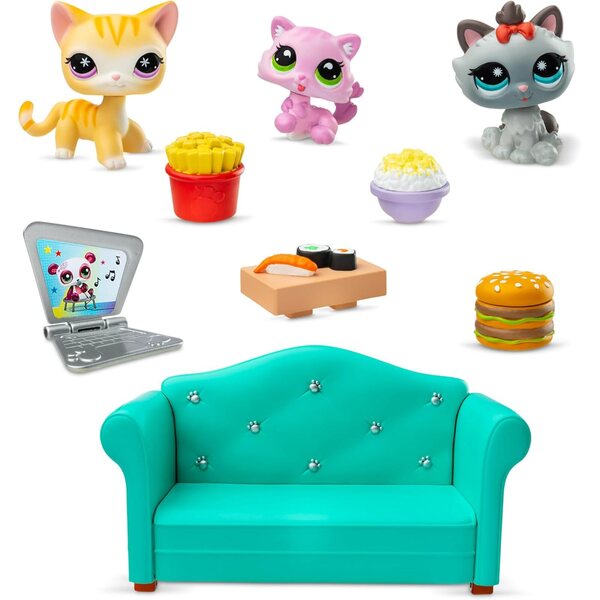 Littlest Pet Shop Diner Dash Play Pack: 3 Welpen mit 7 Zubehörteilen und Sammelkarte