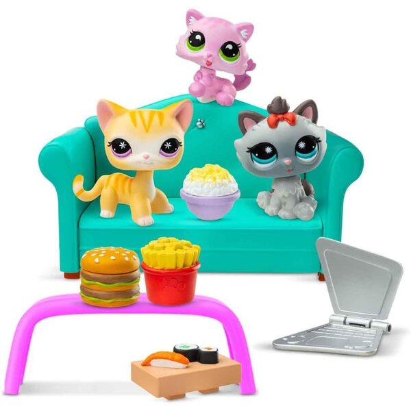 Littlest Pet Shop Diner Dash Play Pack: 3 Welpen mit 7 Zubehörteilen und Sammelkarte