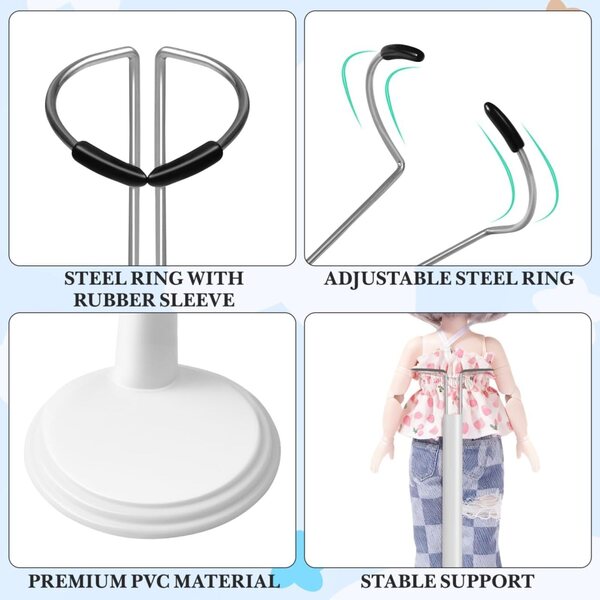 TOYANDONA Set 4 supporti regolabili per bambole da 25,4 a 40,6 cm - bianco