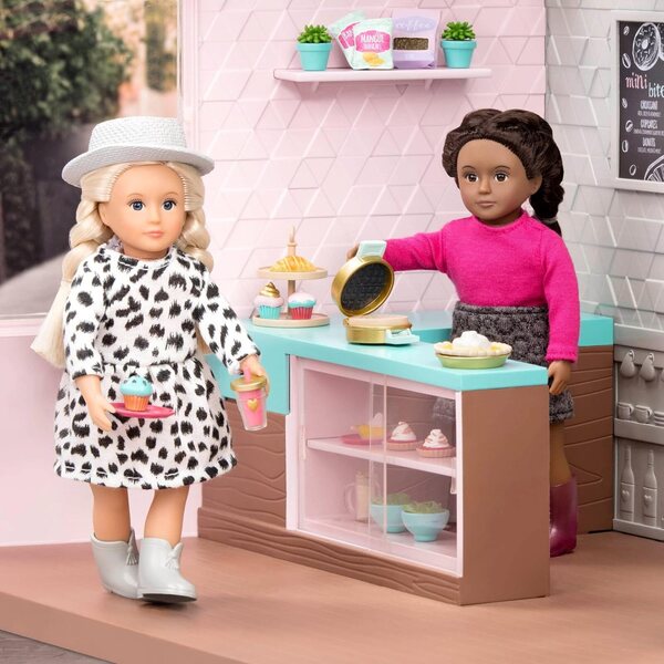 Lori Accessories Minipuppen 15 cm – Kaffeeset mit Süßigkeiten, Getränken und Dekorationen