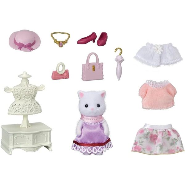 Sylvanian Families Valisette de Mode con Figurina Grande Sorella Gatto Persiano e Accessori