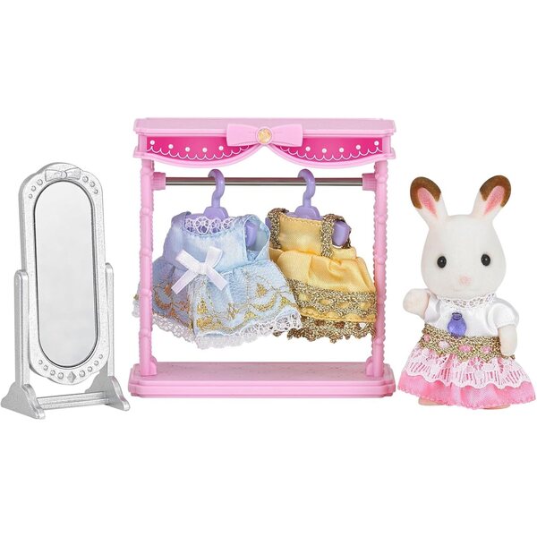 Sylvanian Families Set Dressing con Figurina Bambina Lapin Chocolat e 3 Vestiti Colorati