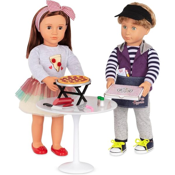 Zubehör für 46-cm-Puppen – Pizza-Set mit Klapptisch und Schürze Our Generation