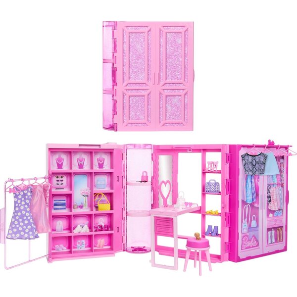 Barbie Dream Closet: Armadio Giochi 0,9m con 25+ pezzi, 4 Look Completi e Accessori