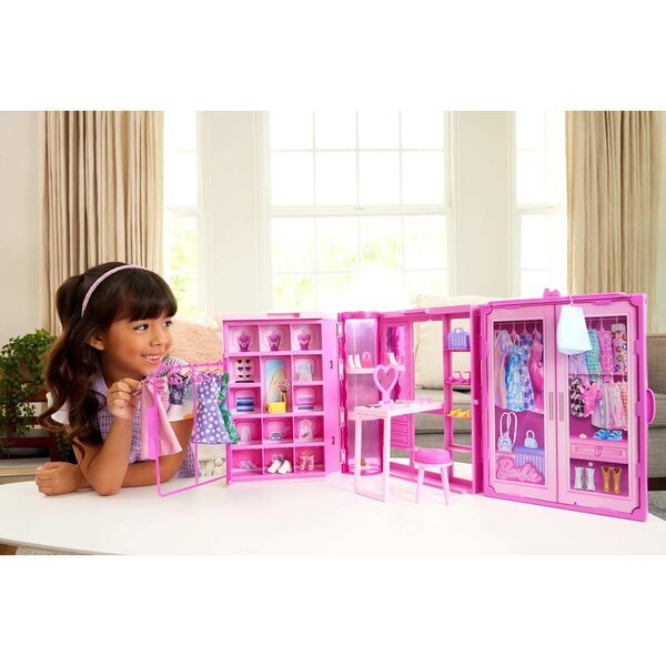 Barbie Dream Closet: Armadio Giochi 0,9m con 25+ pezzi, 4 Look Completi e Accessori
