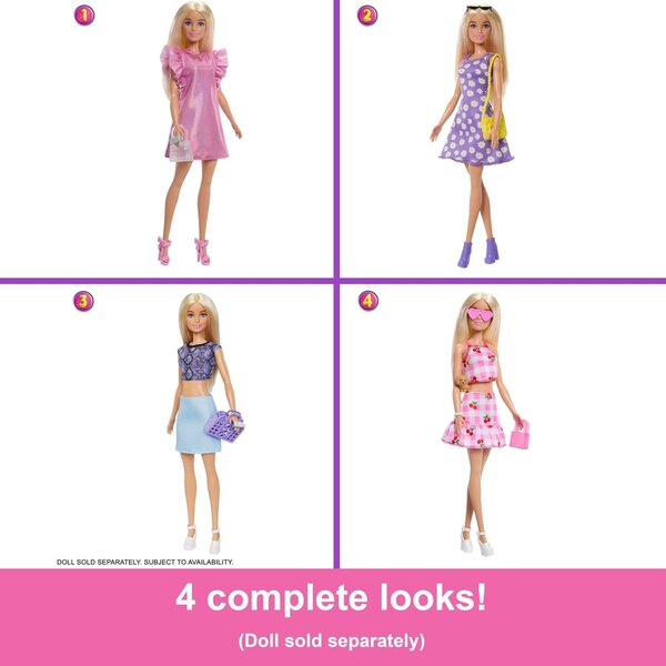 Barbie Dream Closet: Armadio Giochi 0,9m con 25+ pezzi, 4 Look Completi e Accessori
