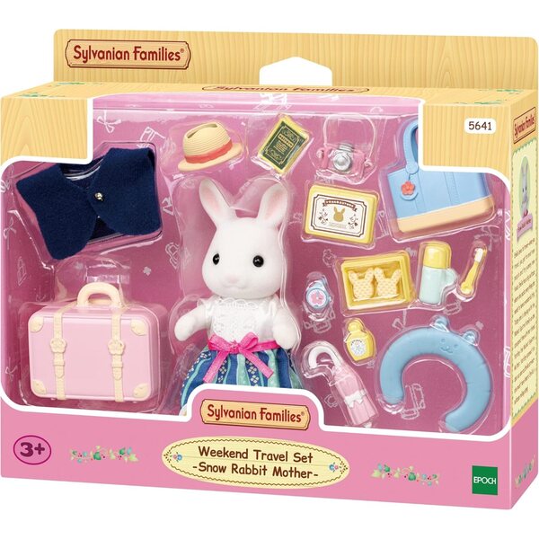 Sylvanian Families Maman Lapin Neige mit Wochenendkoffer und Reisezubehör