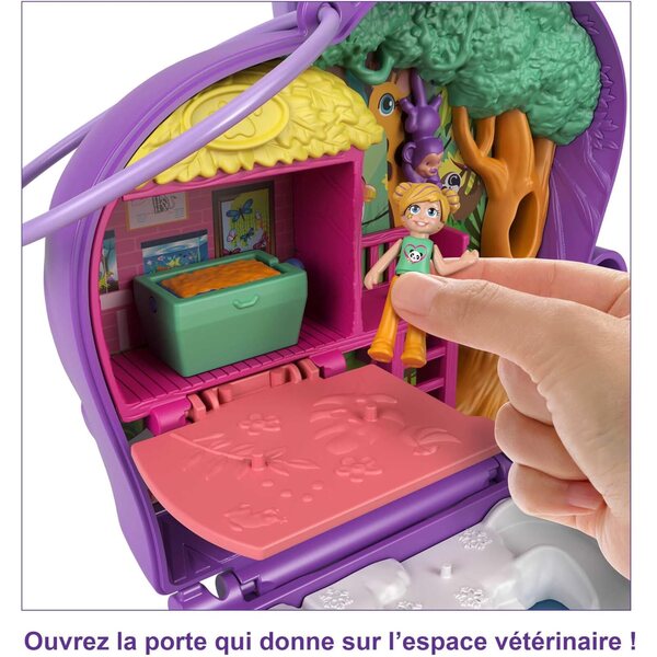 Polly Pocket Elefante Zoo Box con statuetta, 5 sorprese e 13 accessori