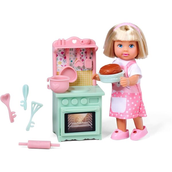 Simba Evi Love Cuisine – Minipuppen 12 cm mit Zubehör zum Zubereiten von Kuchen