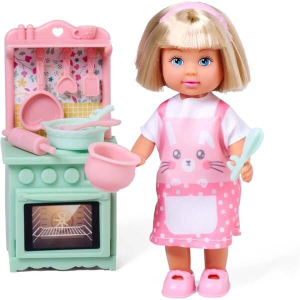 Simba Evi Love Cuisine – Minipuppen 12 cm mit Zubehör zum Zubereiten von Kuchen