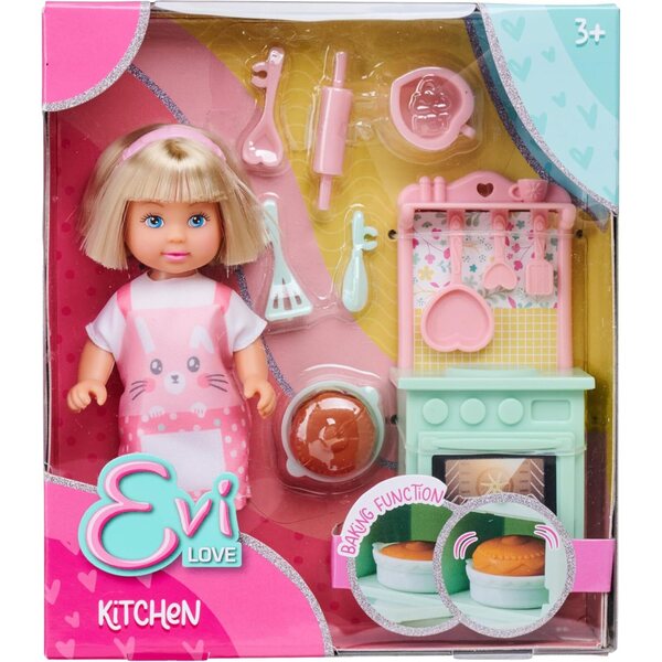 Simba Evi Love Cuisine – Minipuppen 12 cm mit Zubehör zum Zubereiten von Kuchen