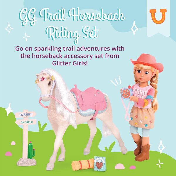 Glitter Girls Accessori Equitazione per Bambole 36 cm - Set Completo per Avventure a Cavallo