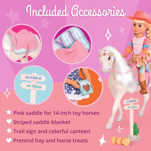 Glitter Girls Accessori Equitazione per Bambole 36 cm - Set Completo per Avventure a Cavallo