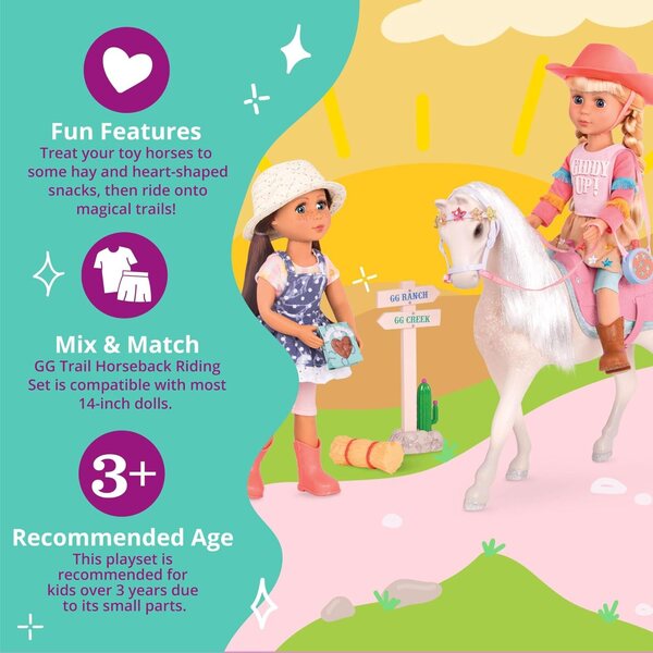 Glitter Girls Accessori Equitazione per Bambole 36 cm - Set Completo per Avventure a Cavallo