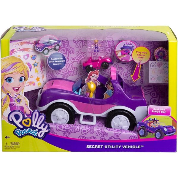 Polly Pocket 4x4 Secret mit Küche und Schlafraum, Minifiguren und Zubehör