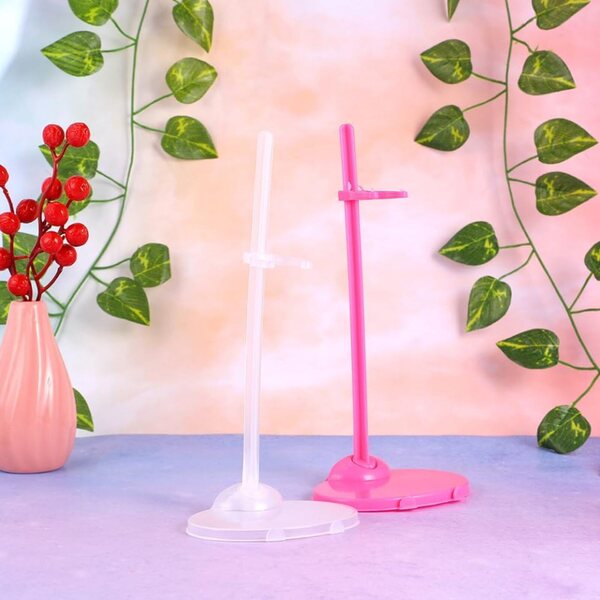 MAGICLULU Puppenständer mit breiter Basis, 12 transparente und rosa Teile, stabil und robust