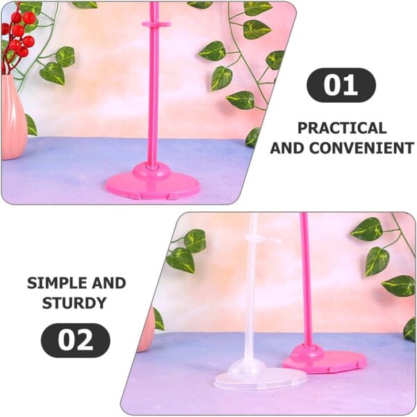 MAGICLULU Puppenständer mit breiter Basis, 12 transparente und rosa Teile, stabil und robust