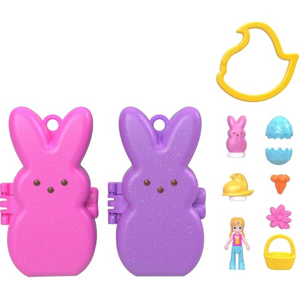 Polly Pocket x Peeps: Reiseset mit 6 Mikropuppen und thematischem Zubehör