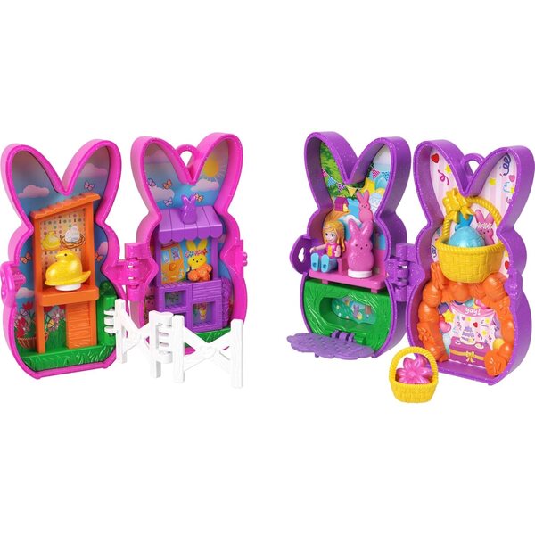 Polly Pocket x Peeps: Reiseset mit 6 Mikropuppen und thematischem Zubehör