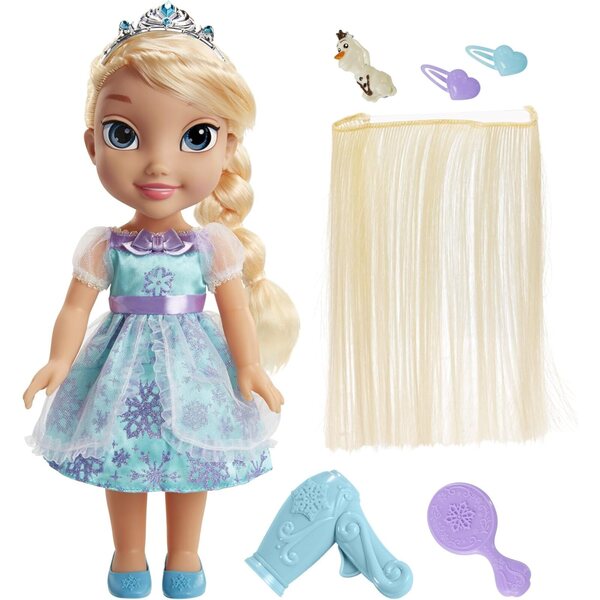 Elsa 38 cm Frisurenset mit Extensions und Frozen Sound Haartrockner