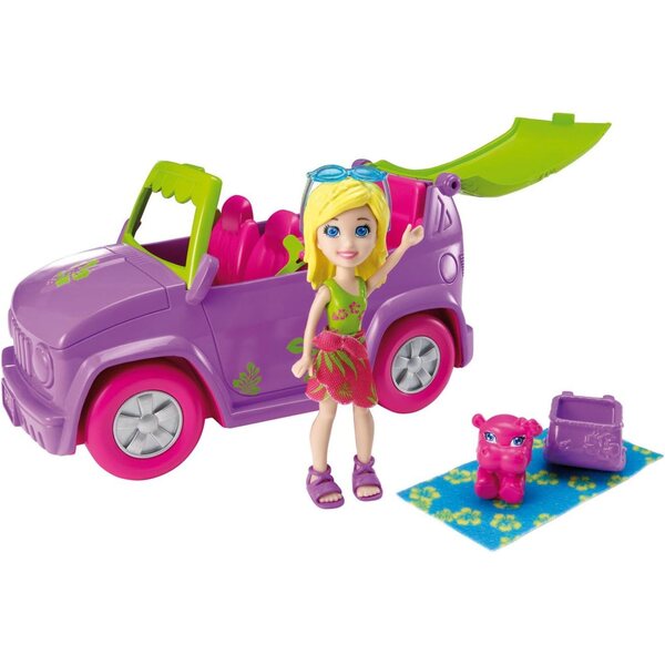 Polly Pocket Voiture Toboggan Lilas mit Sommerzubehör für Puppen