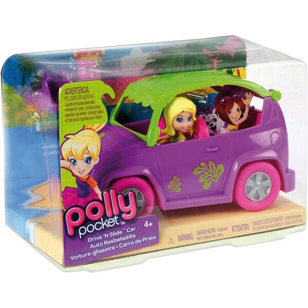 Polly Pocket Voiture Toboggan Lilas mit Sommerzubehör für Puppen