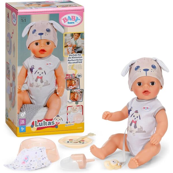 BABY born Lukas 36 cm mit 7 Funktionen, ohne Batterien, ideal für Kinder ab 1 Jahr