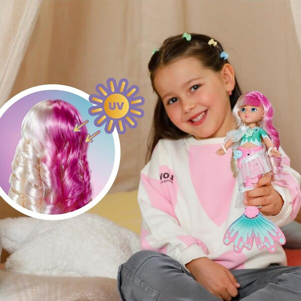 BABY born Glam Up Sparkle Meerjungfrau mit UV-Effekt für langes Haar und kreativen Accessoires