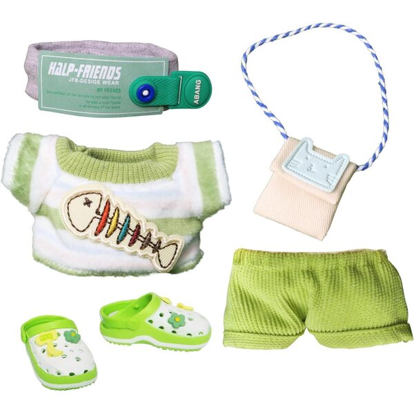 5-teiliges Set aus Bio-Baumwolle für 15–17 cm große Puppen mit Mütze, Stiefeln und Rucksack