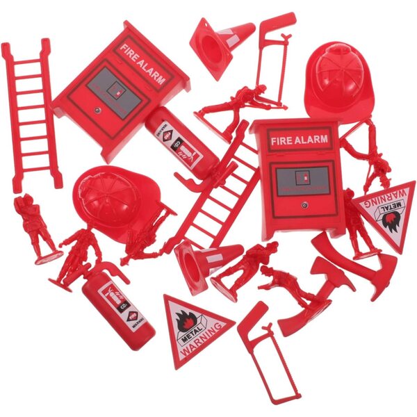 Set mit 5 Miniatur-Feuerwehrleuten und Feuerlöschern aus Kunststoff für Rollenspiele für Kinder