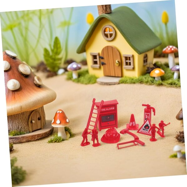 Set mit 5 Miniatur-Feuerwehrleuten und Feuerlöschern aus Kunststoff für Rollenspiele für Kinder