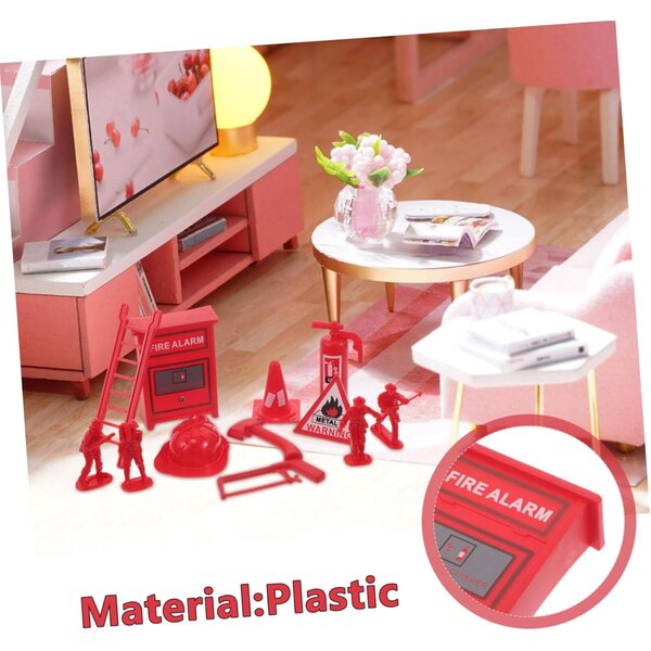 Set mit 5 Miniatur-Feuerwehrleuten und Feuerlöschern aus Kunststoff für Rollenspiele für Kinder