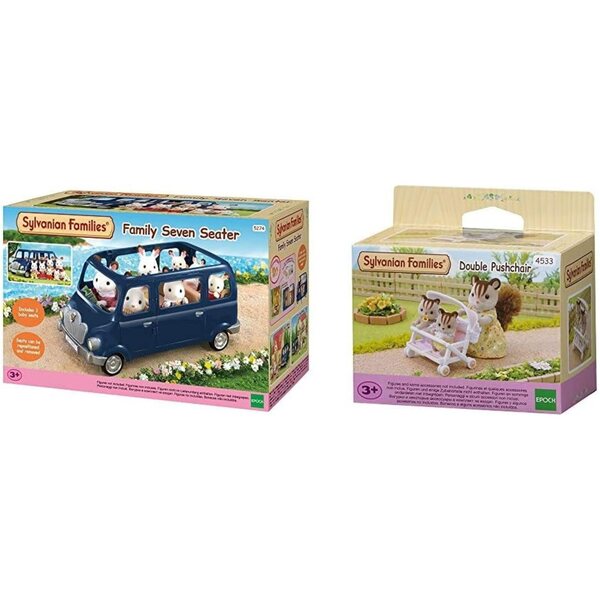 SYLVANIAN FAMILIES Monospace 7 Sitze mit Poussette Double – Kreatives Spiel und Zubehör