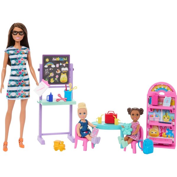 Barbie Kindergarten-Set mit Figuren und Zubehör – über 20 Teile Mattel