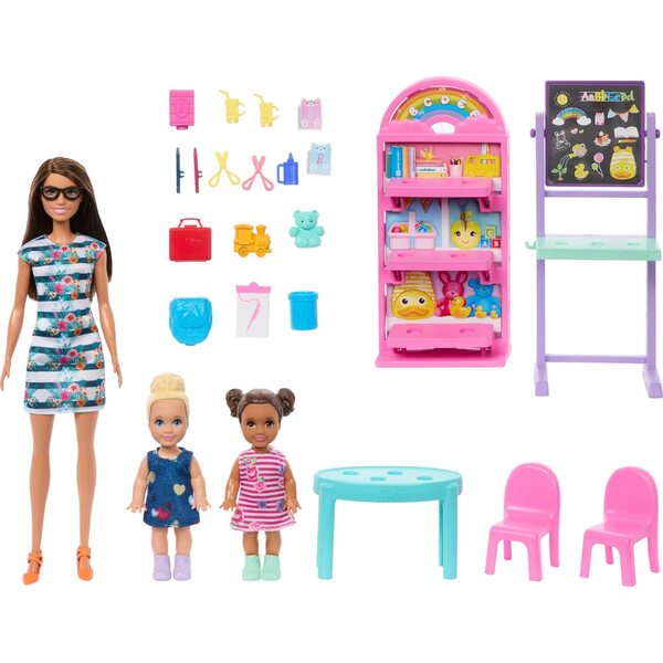 Barbie Kindergarten-Set mit Figuren und Zubehör – über 20 Teile Mattel