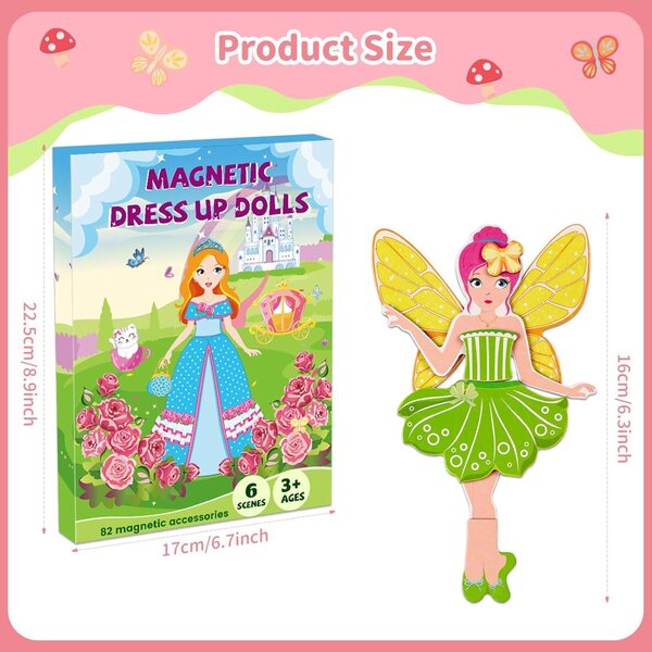 Magnetisches Ballerina-Meerjungfrau-Puppenset, 82-teilig, Reisespiel für Kinder von 3–7 Jahren